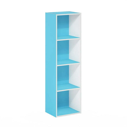 Furinno Pasir 4-Tier Open Shelf Bookcase, Light Blue/White