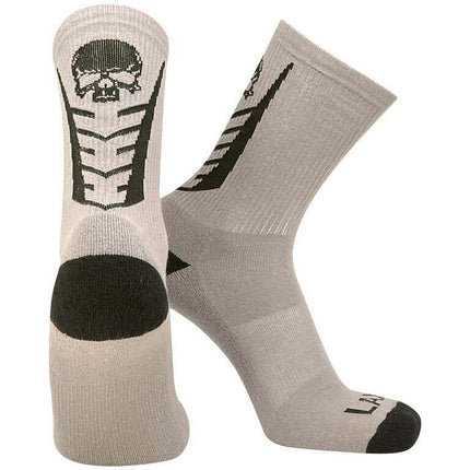 Topsox Lacrosse LAX Crew socks in Grey and Black with Skull (Large (9-12))