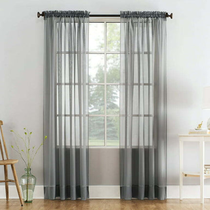 Mainstays Marjorie Sheer Voile Curtain, Single Panel, 59"w x 63"l, Gray
