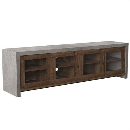 Furniture of America Gare Industrial Wood Storage 71-Inch TV Stand in Walnut