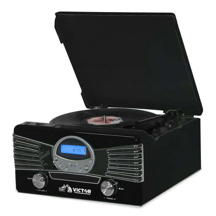 VICTOR Diner 7-in-1 Turntable Music Center, Black (VHRP-1400-BK)