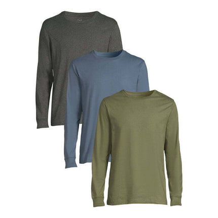 George Men's and Big Men’s Long Sleeve Crewneck T-Shirts, 3-Pack, Sizes XS-3XLT