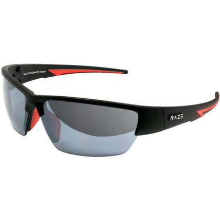 Raze Checkmate Sport Sunglasses Black Matte Frame with Red Accents & Smoke Lens