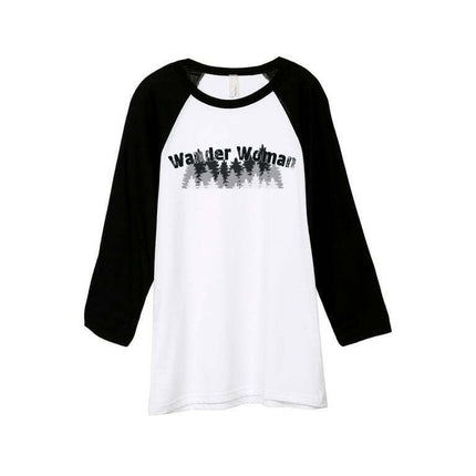 Wander Woman Unisex 3/4 Sleeves Baseball Raglan T-Shirt Tee White Black X-Small