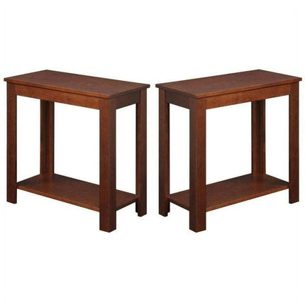 Home Sqaure Chairside End Table in Espresso Mahogany Wood Finish - Set of 2