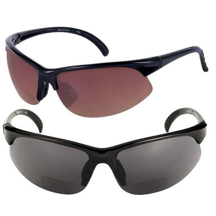 2 Pair of Unisex Bifocal Sport Wrap Sunglasses - Outdoor Reading Sunglasses