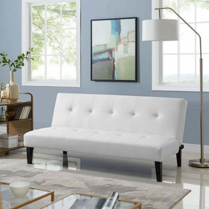 Naomi Home Button Tufted Futon Sofa Bed-Color:White