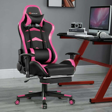 Goplus Massage Gaming Chair Reclining Swivel Racing Office Chair with Footrest