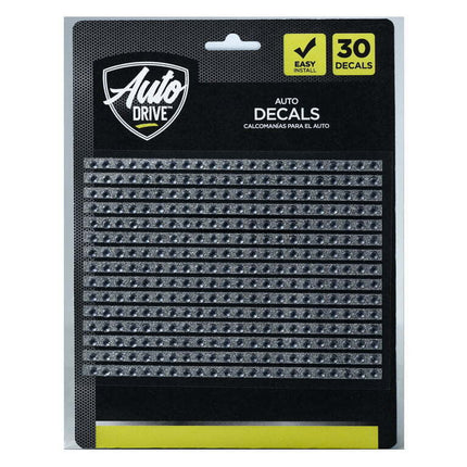 Auto Drive Bling Strip Rhinestone Vinyl Car Sticker Decals, Silver, 30 Pc