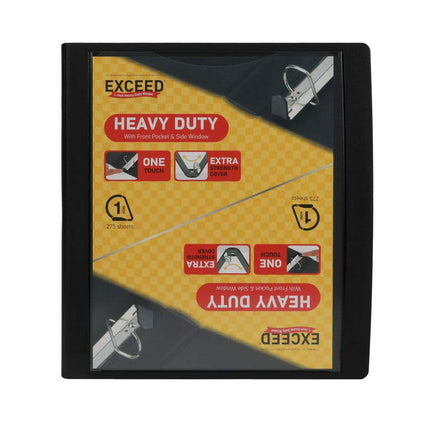 Exceed 3-Ring Heavy Duty Binder, 1 inch, Black, Slant D-Ring