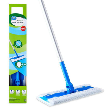 Great Value Wet & Dry Mop Sweeper Kit, (1 Mop Kit, 10 Pad Refills)