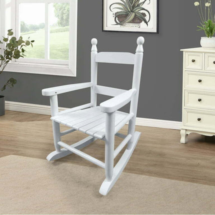 Child's Wooden Rocking Chair Porch Rocker - Indoor/Outdoor Ages 6-10 (White)