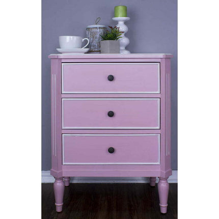 Pink Accent Cabinet with 3 Drawers