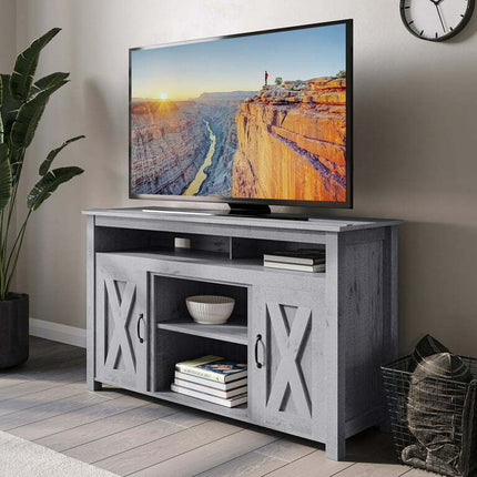 BELLEZE TV Stand Media Entertainment Center Console - Corin (Light Gray)