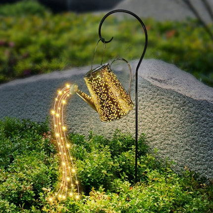 SchSin Solar Watering Can Light Outdoor Hanging Solar Lantern Hollowed-Out Design Waterproof