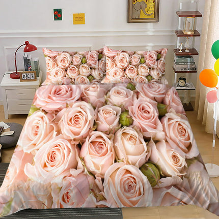Girls Comforter Set, Rose Bedding Set, Colourful Duvet Cover Set,King (90"x104")