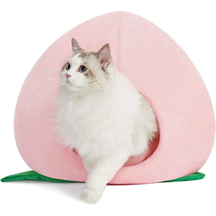 VETRESKA Peach Cat Bed for Indoor Cat House Hut with Washable Removable Cushion Pad Cat Cave Kitten Bed Comfy Small Pet Condo Dog Tent