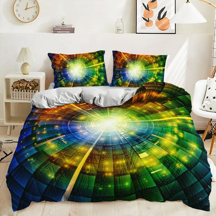 Hosima 3-Piece 3D Digital Printed Polyester Down Quilt Cover With Multiple Patterns Full Size Bedroom Decorative Bedding set,DIX57-Full