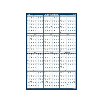 2024 House of Doolittle 24" x 37" Yearly Wet-Erase Wall Calendar White/Blue (396-24)
