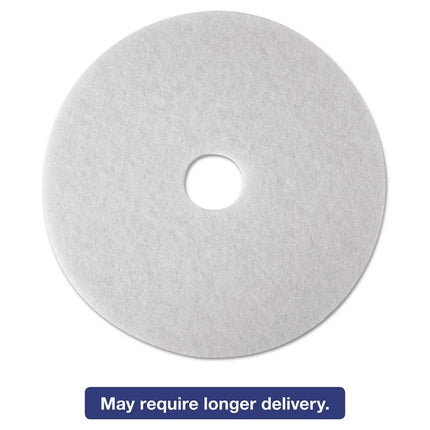 3M Low-Speed Super Polishing Floor Pads 4100, 14" Diameter, White, 5/Carton (08478)