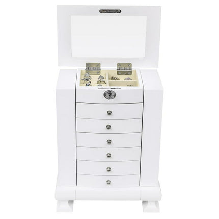 EasingRoom Wooden Jewelry Armoire Box Organizer Cabinet Storage Chest, White