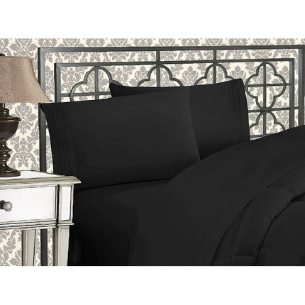 4 Pieces Bed in a Bag Sheet Set, Queen, Black