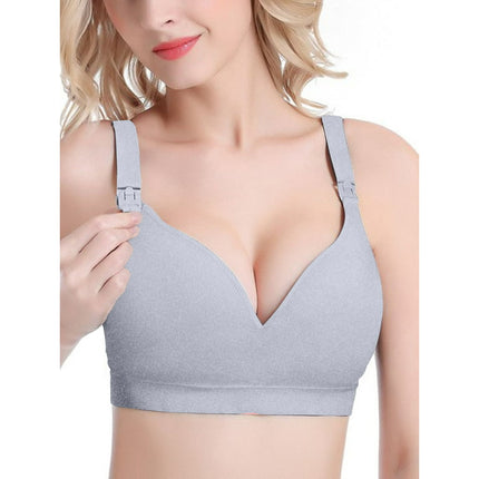 DAKIMOE Maternity Nursing Wire-Free Bra Breastfeeding Bralette, Gray, L