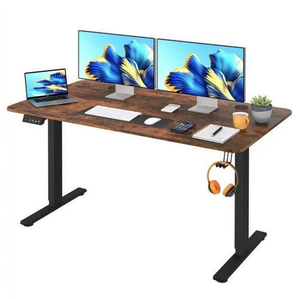 55*24In Computer Desk ,Electric Standing Desk ,T-shape with Headphone Hook Gaming Table ,Computer Desk That Raises Up and Down Adjustable Height Computer Desk Home Office Desks,