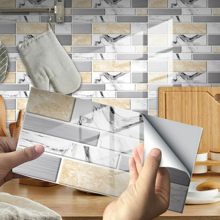 CVLIFE Marble Stick and Peel Tiles Backsplash Self Adhesive Wall Stickers Removable Tile Transfer Stickers Self Sticky Stick on Kitchen Backsplash
