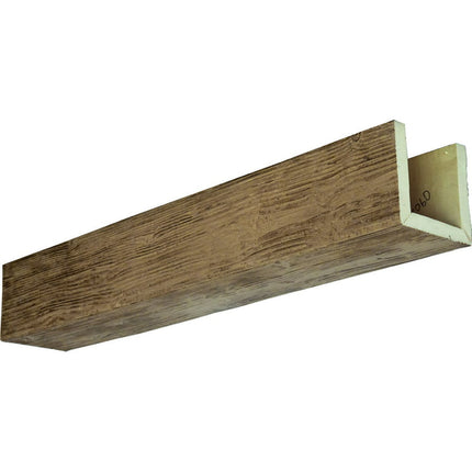 6"W x 4"H x 16'L 3-Sided (U-beam) Sandblasted Endurathane Faux Wood Ceiling Beam, Natural Golden Oak