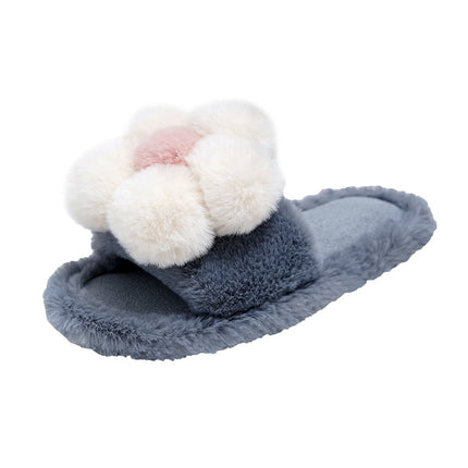 Entyinea Women's Bedroom Slippers Indoor and Outdoor Women Open Toe Fluffy Cute Print Slippers Grey 39