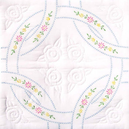 73220 Interlocking Wedding Rings Quilt Blocks, 6 Quilt Blocks, 18-Inch-By-18-Inch, White