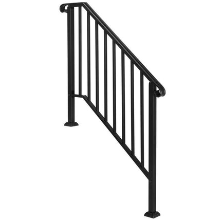 Hassch Handrails for Outdoor Steps, Transitional Handrail, Outdoor Stair Railing Fits 3 to 4 Steps, Wrought Iron Handrail for Concrete Steps(Black)