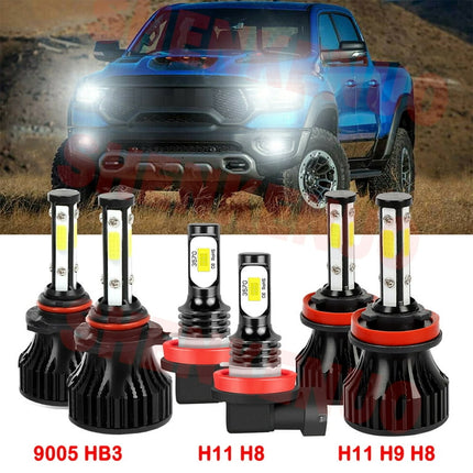For Dodge Ram 1500 2019-2022 Led Headlights 20000LM 9005 High Beam H11 Low Beam H11 Fog Light Led Bulbs 6pc