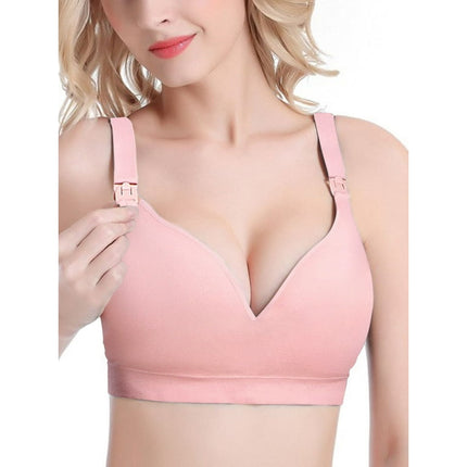 DAKIMOE Maternity Nursing Wire-Free Bra Breastfeeding Bralette, Pink, 2XL