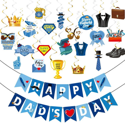 Father's Day Party Decorations Kit Fathers Day Ceiling Hanging Swirls and Happy Dad's Day Banner for Father's Day Party Father's Birthday Party Favors Supplies