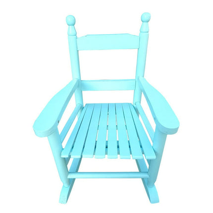 Hassch Rocking Chair, Wooden Rustic High Back All Weather Rocker, Slatted for Indoor, Outdoor, Light Blue