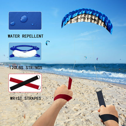 Hengda Kite 98" Blue Dual Line Stunt Parafoil Kite for Kids and Adults Kite Nylon Easy to Fly