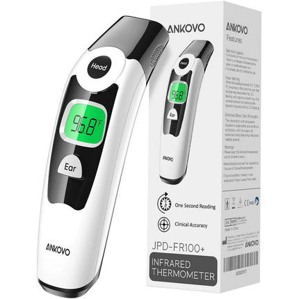 ANKOVO Dual Mode Infrared Thermometer for Baby & Kid, 1s Reading, 2 Colors Backlight, 20 Memories Recall