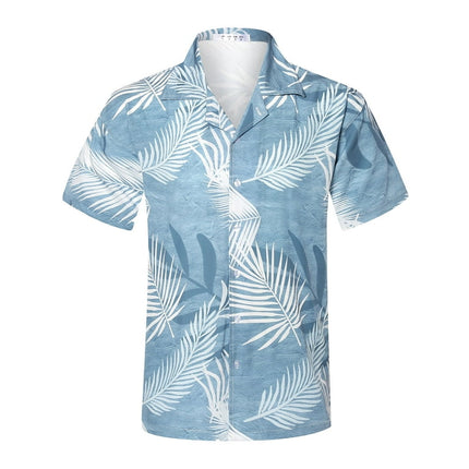 APTRO Men’s Short Sleeve Shirts Hawaiian Shirts Aloha Party Shirts Beach Shirts Casual Button Down Shirts With Pocket Dusty Blue MF071 2XL