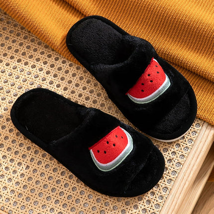 Aayomet Slippers for Women Indoor Flat Slide Slippers Comfy Open Toe House Shoes Cotton Slippes (Black, 6)