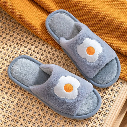 Aayomet Slippers for Women Indoor Flat Slide Slippers Comfy Open Toe House Shoes Cotton Slippes (Dark Gray, 7)