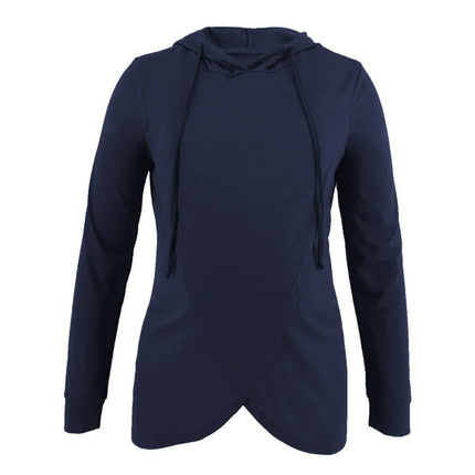 Aayomet Women's Maternity Shirts Long Sleeve Side Ruching Round Neck Shirt,Navy S