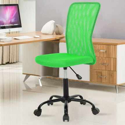 Armless Office Chair Mesh Desk Chair Adjustable Mesh Computer Chair No Arms Task Rolling Chair with Quiet 360°Swivel Wheels for adults, Green
