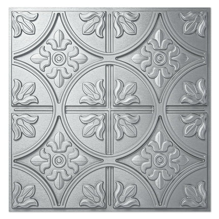 Art3d 12-Piece 24x24 inch PVC Ceiling Tiles, Fancy Classic Style in Argent Silver
