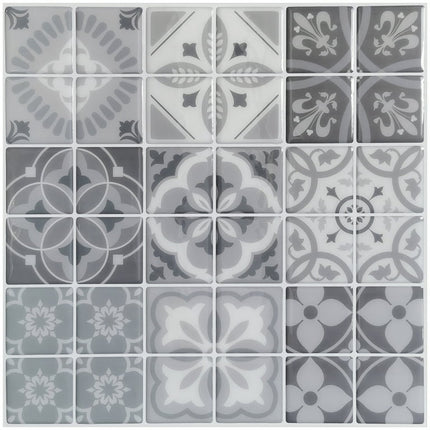 Art3d Gray Talavera 10-Pack 12"x12" Peel and Stick Backsplash Tile for Kitchen Wall Tile