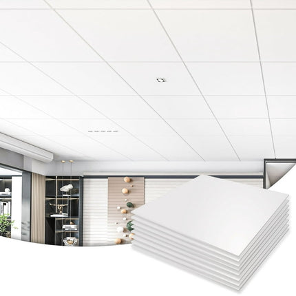Art3d Smooth Ceiling Tile 2ft x 2ft,PVC Ceiling Panel,12Pcs White