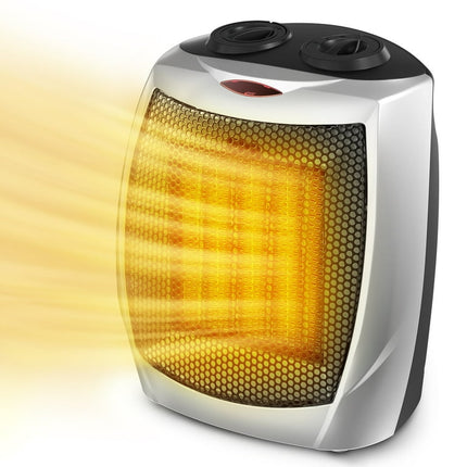 Auseo Space Heater, 1500W/750W ETL Certified Ceramic Small Heater with Thermostat, Electric Portable Heater Fan for Home Dorm Office Desktop and kitchen, SILVER