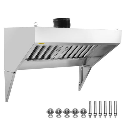 BENTISM Commercial Exhaust Hood 4ft Food Truck Hood Exhaust 201 Stainless Steel