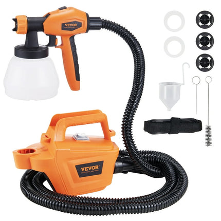 BENTISM Paint Sprayer, 500W HVLP Electric Spray Paint Gun with 10FT Air Hose, 1300ML, 4 Nozzles, 3 Patterns, Paint Sprayer for House Painting Home Interior & Exterior Walls, Ceiling, Fence, Cabinet